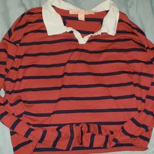 Striped Collared Crop Top